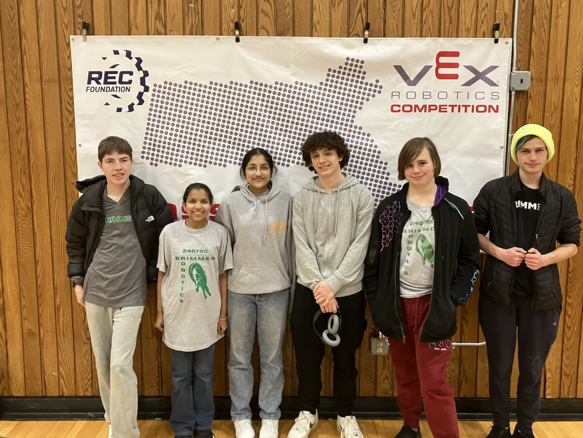 Team members pose for a group photo. (L-R: Jack Malloy '25, Arushi Mutha '28, Aryaa Mutha '26, Josef Porteleki '26, Eli Smith '28, and Isaac Morris '26)